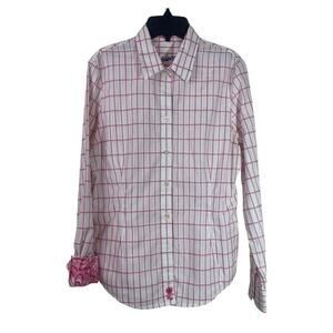 Robert Graham Button Up Shirt Mens M White Embroidered Rose Paisley Flip Cuffs